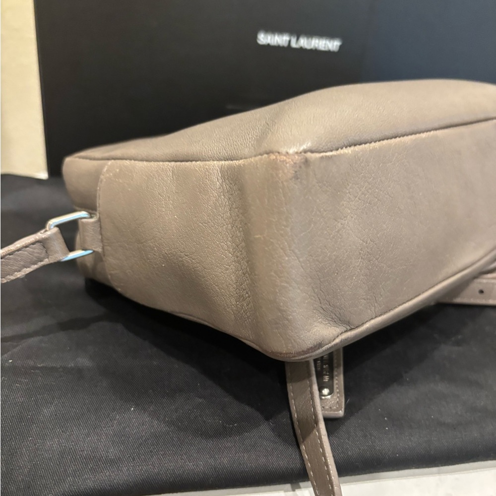 Yves Saint Laurent Monogram Lou Taupe Leather Crossbody Bag - Picture 6 of 16